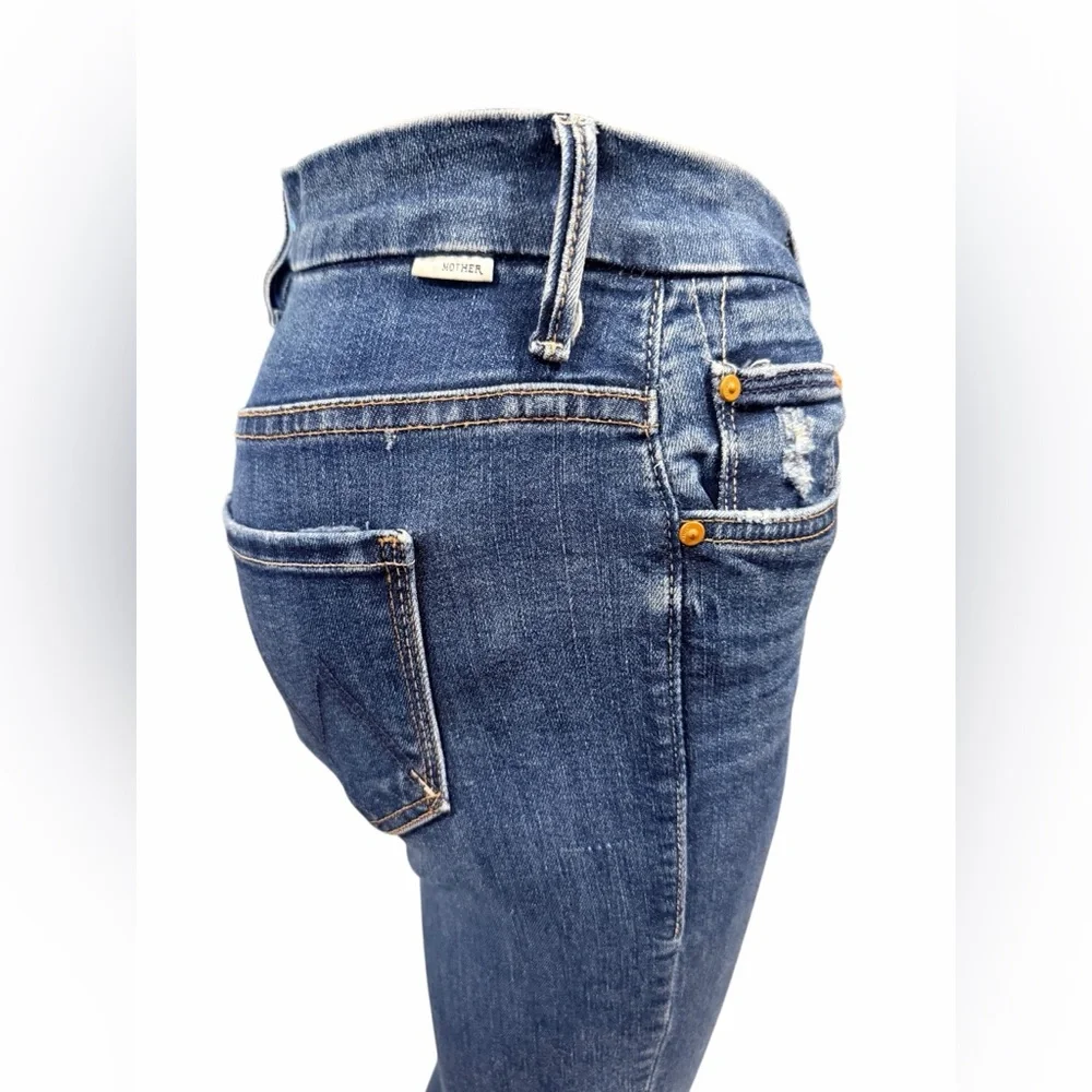 MOTHER Womens Jeans High Waisted Looker Teaming Up Skinny Dark Denim Jeans 25 - Picture 5 of 16